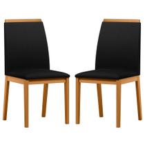 Conjunto com 2 Cadeiras de Jantar Estofada Fernanda Ypê/Veludo Preto Ja03 - New Ceval