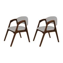 Conjunto com 2 Cadeiras de Jantar Estofada Gabriela em Madeira e Mdf Mel Linho Cinza Prata Conjunto com 2 Cadeiras de Jantar Estofada Gabriela em Madeira e Mdf Mel Linho Cinza Prata