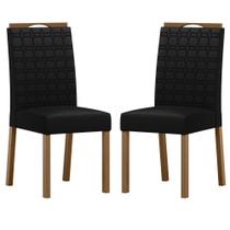 Conjunto com 2 cadeiras de Jantar Estofada Mariah Amendoa/Veludo Preto Ja03 - New Ceval