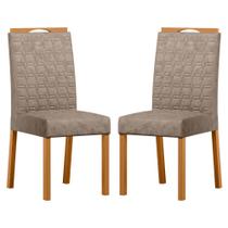 Conjunto com 2 Cadeiras de Jantar Estofada Mariah Ypê/Camursa Marrom Lux - New Ceval