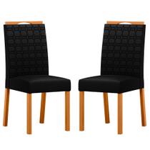 Conjunto com 2 Cadeiras de Jantar Estofada Mariah Ypê/Veludo Preto Ja03 - New Ceval