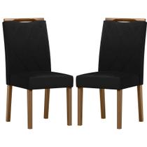 Conjunto com 2 Cadeiras de Jantar Estofada Sarah Amendoa/Veludo Preto Ja03 - New Ceval