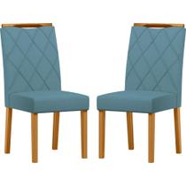 Conjunto com 2 Cadeiras de Jantar Estofada Sarah Ypê /Animalle Azul Wd26 - New Ceval