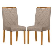 Conjunto com 2 Cadeiras de Jantar Estofada Sarah Ypê/Camursa Marrom Lux - New Ceval