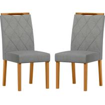 Conjunto com 2 Cadeiras de Jantar Estofada Sarah Ypê/Linho Cinza Claro Ln02 - New Ceval