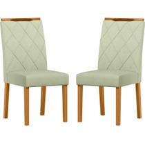 Conjunto com 2 Cadeiras de Jantar Estofada Sarah Ypê/Linho Palha Ln04 - New Ceval