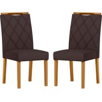 Conjunto com 2 Cadeiras de Jantar Estofada Sarah Ypê/Veludo Café Lo02 - New Ceval