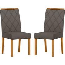 Conjunto com 2 Cadeiras de Jantar Estofada Sarah Ypê/Veludo Cinza Lo01 - New Ceval