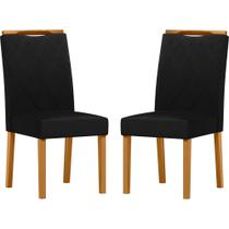 Conjunto com 2 Cadeiras de Jantar Estofada Sarah Ypê/Veludo Preto Ja03 - New Ceval