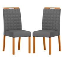 Conjunto com 2 Cadeiras de Jantar Estofadas Mariah Ypê/Veludo Cinza Ja02 - New Ceval