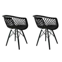Conjunto com 2 Cadeiras de Jantar Web Preto