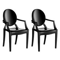 Conjunto com 2 Cadeiras de Plástico Wind Preto Conjunto com 2 Cadeiras de Plástico Wind Preto