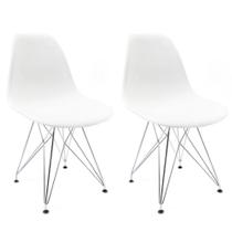 Conjunto com 2 Cadeiras Eames Cromado e Branco Conjunto com 2 Cadeiras Eames Cromado e Branco