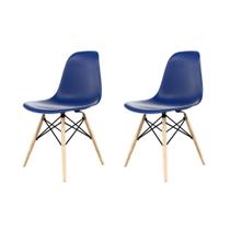 Conjunto com 2 Cadeiras Eames DSW Azul e Madeira