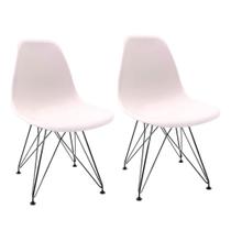 Conjunto Com 2 Cadeiras Eames Eiffel Branca Empório Tiffany Base Preta