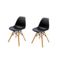 Conjunto Com 2 Cadeiras Eames Infantil Preta Empório Tiffany Base Em Madeira - Seatco