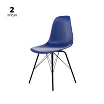 Conjunto Com 2 Cadeiras Eames Tower Azul Bic Empório Tiffany Base Preta