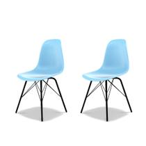 Conjunto com 2 Cadeiras Eames Tower Azul Claro e Preto
