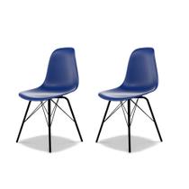 Conjunto com 2 Cadeiras Eames Tower Azul e Preto