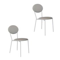 Conjunto com 2 Cadeiras Elipse Revestimento Sintético Cinza Claro e Branco