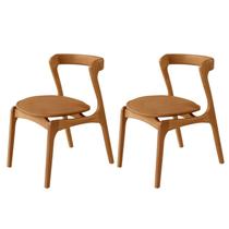 Conjunto com 2 Cadeiras em Madeira Celeste Marrom/Star Caramelo/Imbuia