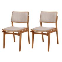 Conjunto com 2 Cadeiras em Madeira Eloá Cinza/Brisa/Imbuia Marrom