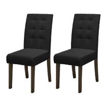 Conjunto Com 2 Cadeiras Estofada Sala De Jantar Dubai Castanho/preto Dobuê Cas/ptotex