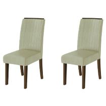 Conjunto Com 2 Cadeiras Estofada Sala de Jantar Grécia Cedro / Bege Dobuê
