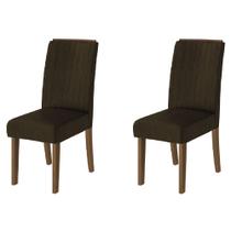 Conjunto Com 2 Cadeiras Estofada Sala De Jantar Grécia Cedro / Marrom Dobuê Cedro