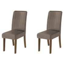 Conjunto Com 2 Cadeiras Estofada Sala De Jantar Grécia Cedro / Mascaco Dobuê Cedro