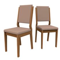 Conjunto Com 2 Cadeiras Estofadas Carol Cor Imbuia Camursa Marrom New Ceval