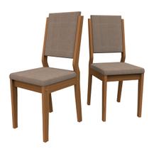 Conjunto Com 2 Cadeiras Estofadas Carol Cor Imbuia Veludo Cinza New Ceval