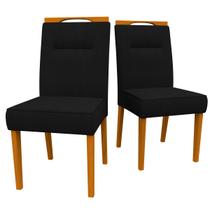 Conjunto Com 2 Cadeiras Estofadas Lectus Madeira Maciça Cor Ype Veludo Preto VL07 New Ceval