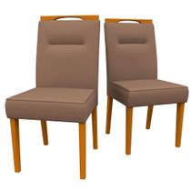 Conjunto com 2 Cadeiras Italia Revestimento Sintético Marrom Claro e Ype - Modern