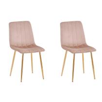 Conjunto com 2 Cadeiras Kendra Marrom Base Dourada