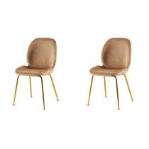 Conjunto com 2 Cadeiras Lille Beetle Marrom Base Dourada