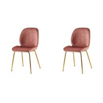 Conjunto com 2 Cadeiras Lille Beetle Rose Base Dourada