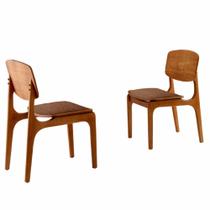 Conjunto com 2 cadeiras Malta Gold em Madeira Maciça para Sala de Jantar Moderna Mobília