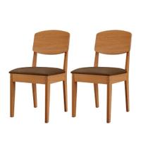 Conjunto Com 2 Cadeiras MDF Copper Para Sala De Jantar Moderna Veludo Marrom/Naturalle Conjunto Com 2 Cadeiras MDF Copper Para Sala De Jantar Moderna Veludo Marrom/Naturalle