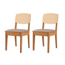 Conjunto Com 2 Cadeiras MDF Copper Premium Linho Capuccino/Naturale