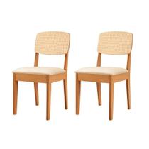 Conjunto Com 2 Cadeiras Mdf Copper Premium Veludo Creme Naturale