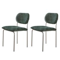 Conjunto Com 2 Cadeiras Metal Marchezine Moderna Mobilia Jade Prata