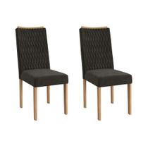 Conjunto com 2 Cadeiras Milo Veludo Chumbo e Freijó