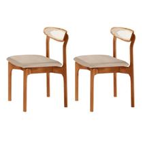 Conjunto com 2 Cadeiras Monaco Premium em Madeira Maciça Marrom/Veludo Bege/Imbuia