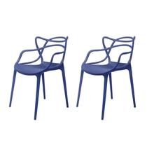 Conjunto com 2 Cadeiras para Sala de Estar Berrini Azul Bic