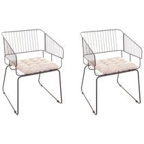 Conjunto com 2 Cadeiras para Sala de Estar Texas Marrom/Bege - Metaltru