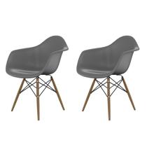 Conjunto com 2 Cadeiras para Sala de Jantar Arm Dsw Cinza/Brasão