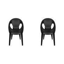 Conjunto com 2 Cadeiras para Sala de Jantar Drop Preto Conjunto com 2 Cadeiras para Sala de Jantar Drop Preto