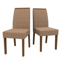 Conjunto Com 2 Cadeiras Para Sala de Jantar Estofadas Isis Madeira Maciça Amendoa Suede Marron Rosê VL02 New Ceval