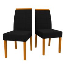 Conjunto Com 2 Cadeiras Para Sala de Jantar Estofadas Isis Madeira Maciça Ypê Suede Preto VL07 New Ceval